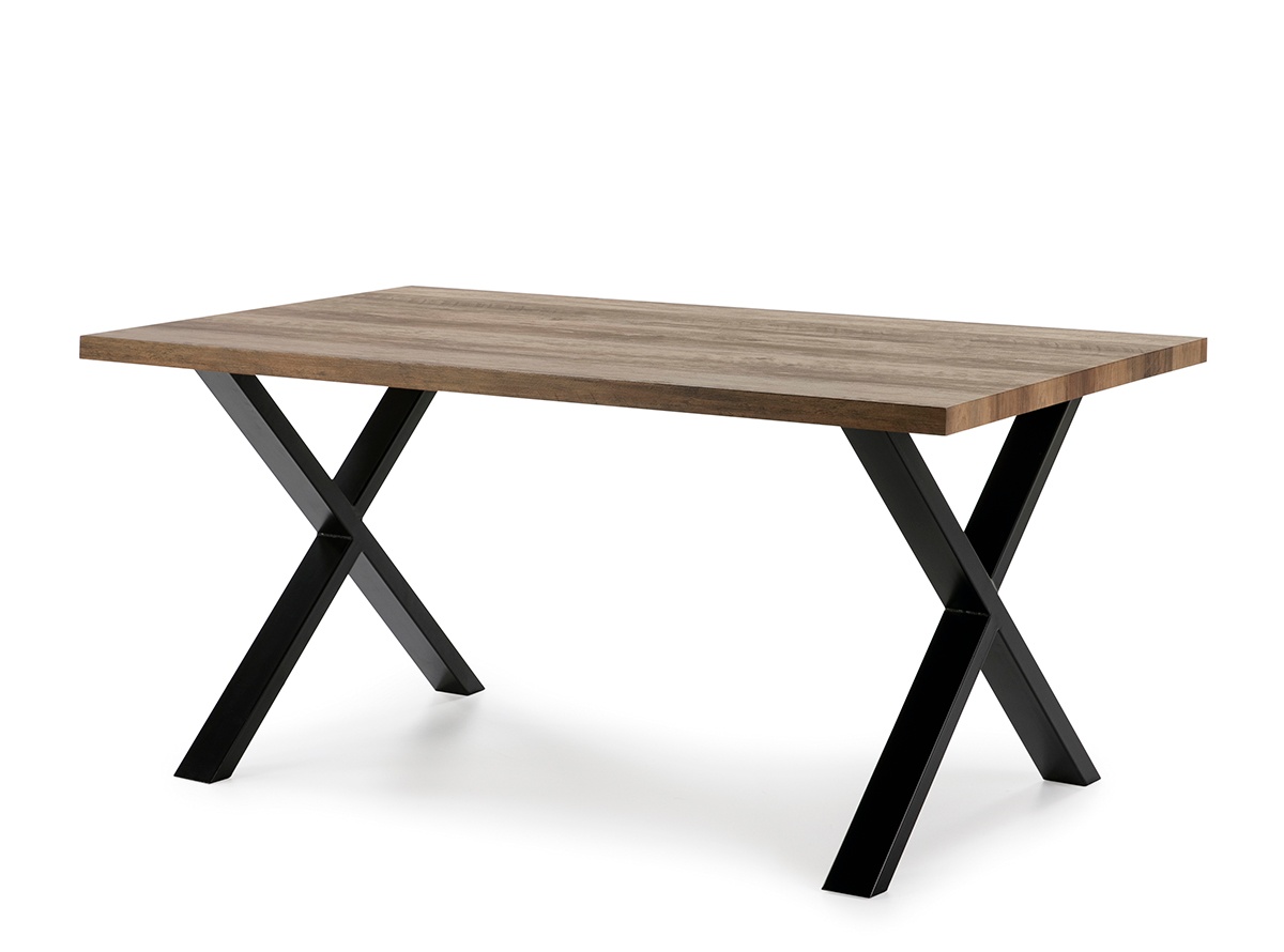 Mesa con diseño roble y metal negro