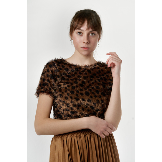 BLUSA PELO marron NEGRO