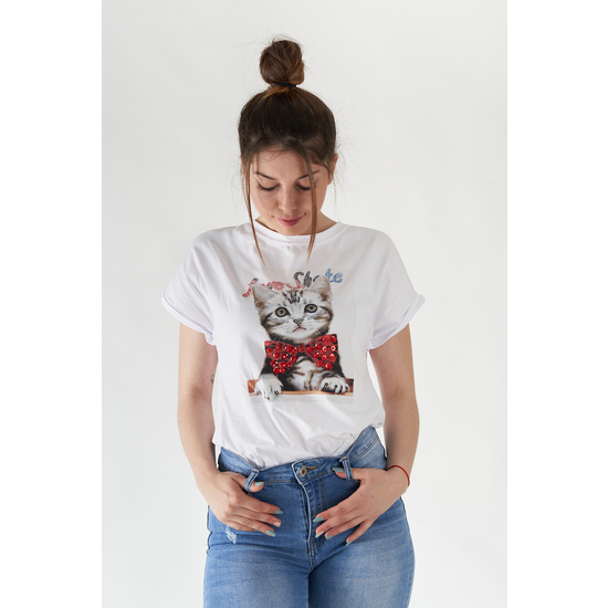 CAMISETA CAT BLANCO