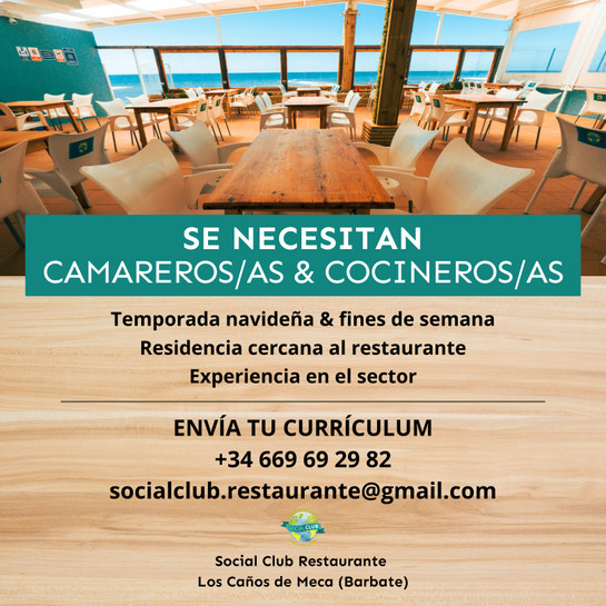 SE NECESITA PERSONAL DE COCINA Y SALA